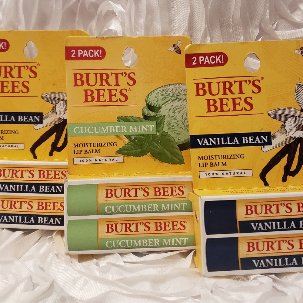 3 Pack*Burts Bees Vanilla & Cucumber Mint Lip Balm - Picture 3 of 3